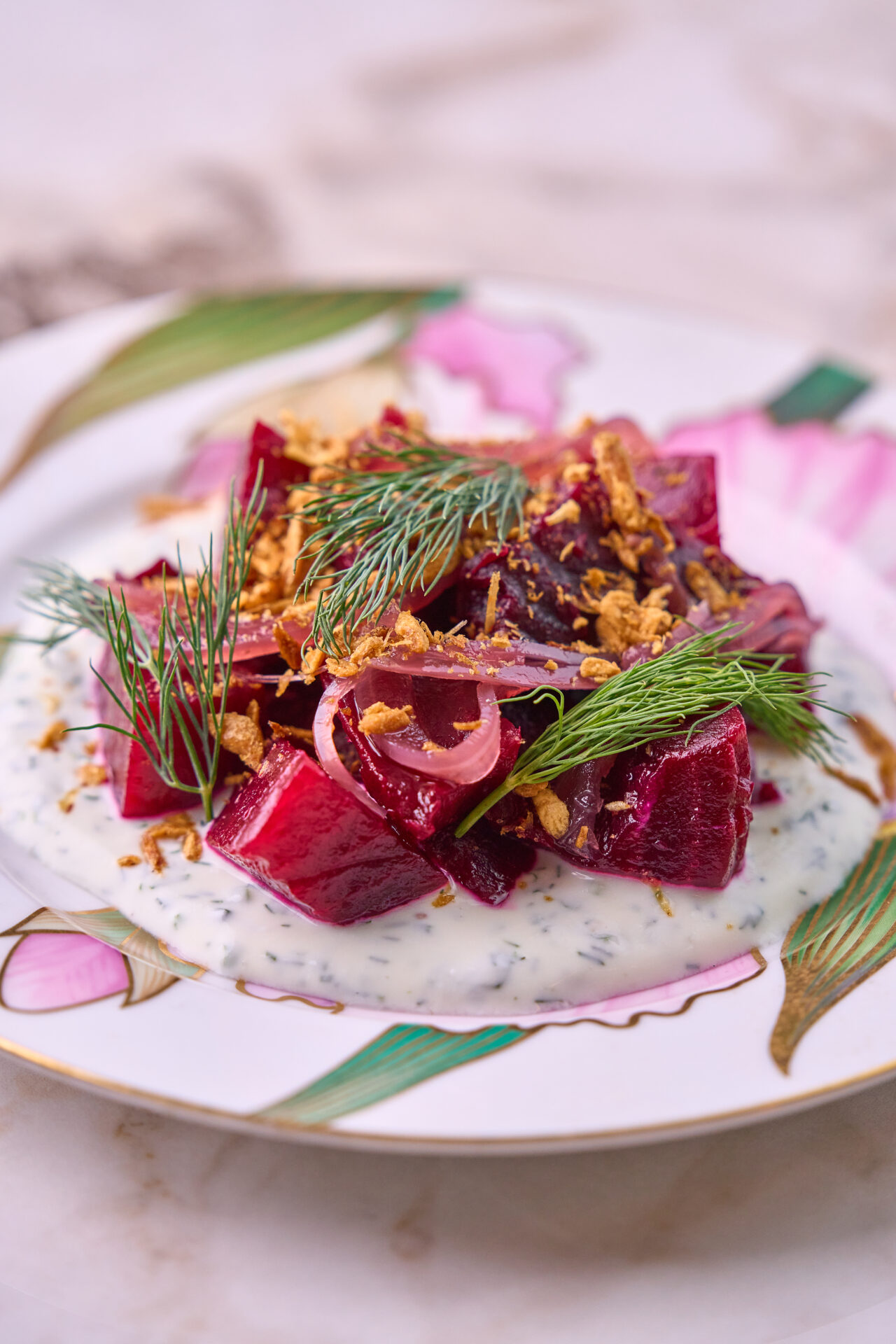 Roast Beet Salad with ranch at Flora and Fauna