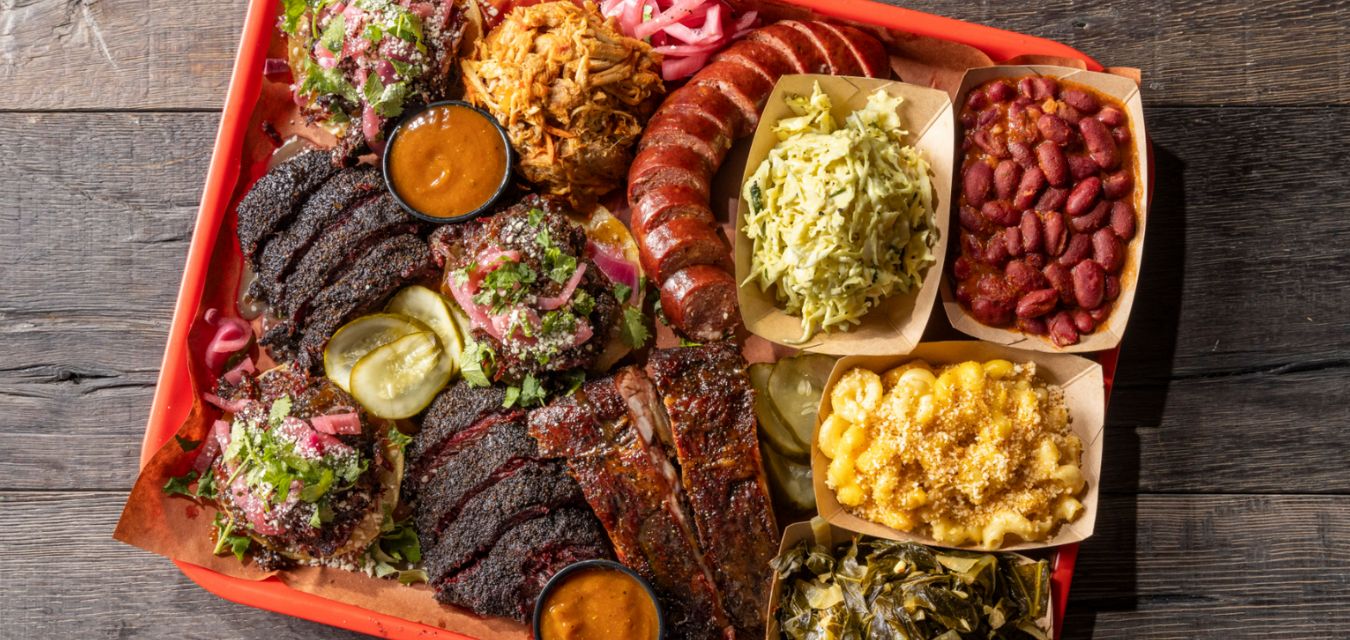 Assorted platter of barbecue served at Palmira