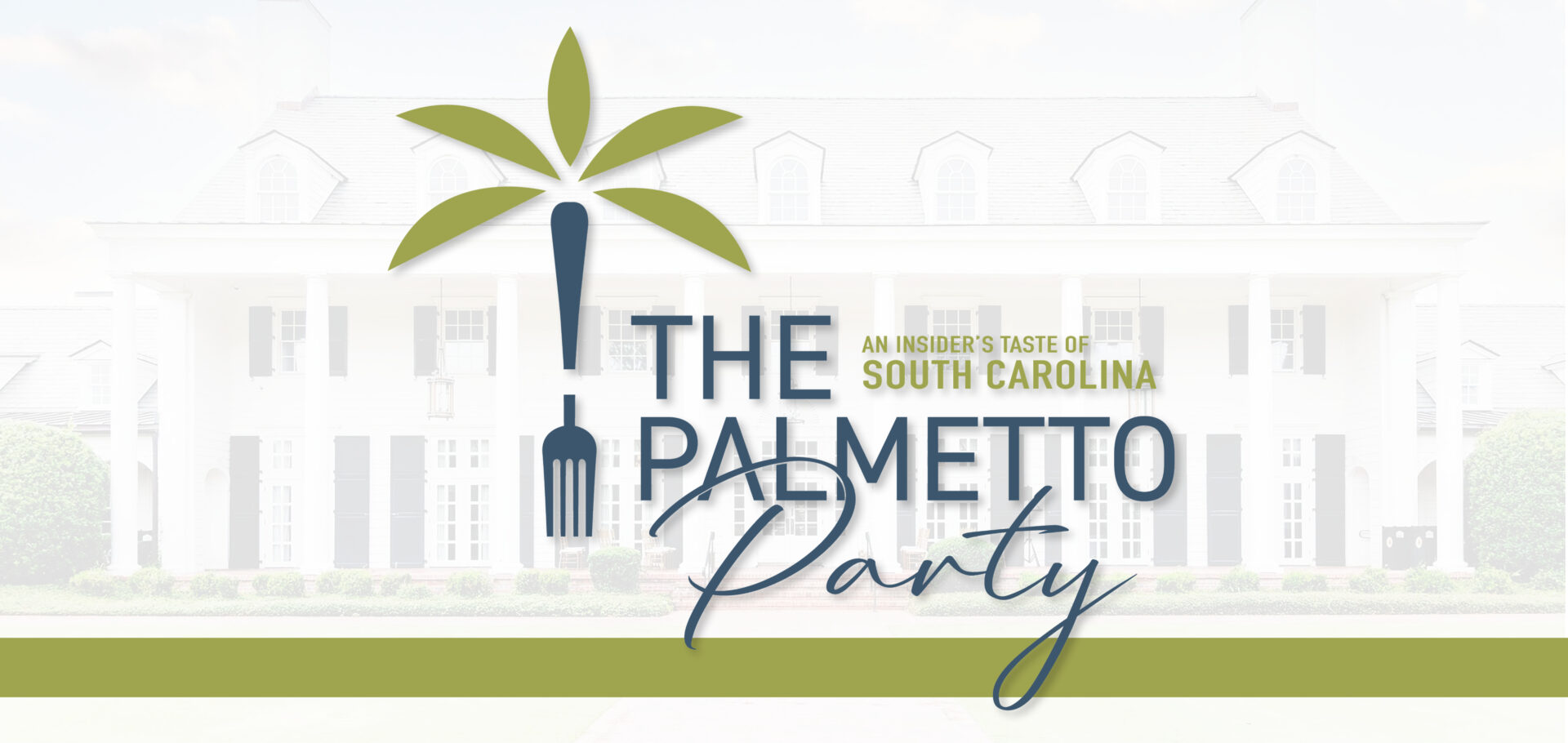 A promotional banner for The Palmetto Party with venue imagery and event logo