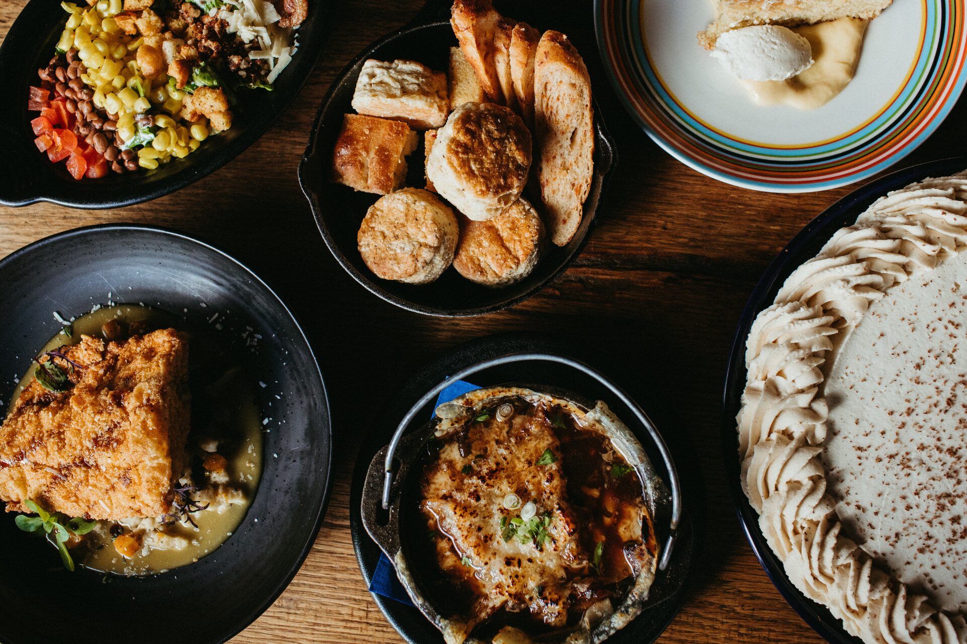 Table of food at Alma in New Orleans, Louisiana