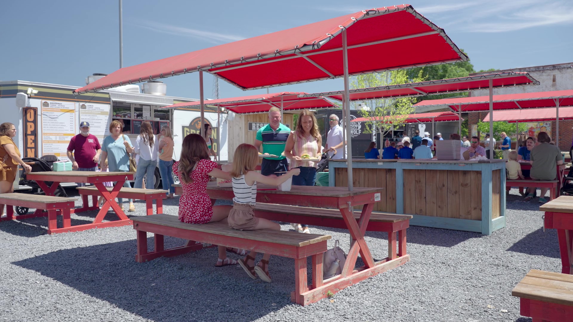 Family at the Heard Freighthouse Food Park in Ruston, Louisiana.