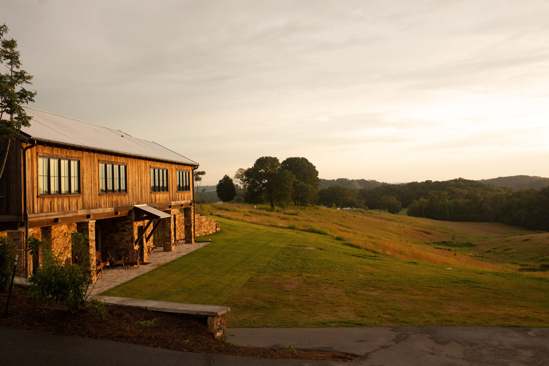 Sunset at lodge in Windy Hill Farm and Preserve