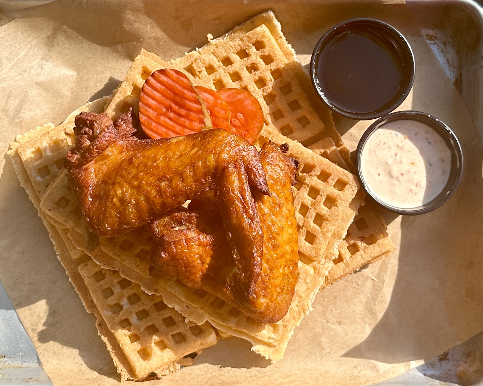 Chicken and waffles by Michael Sibert