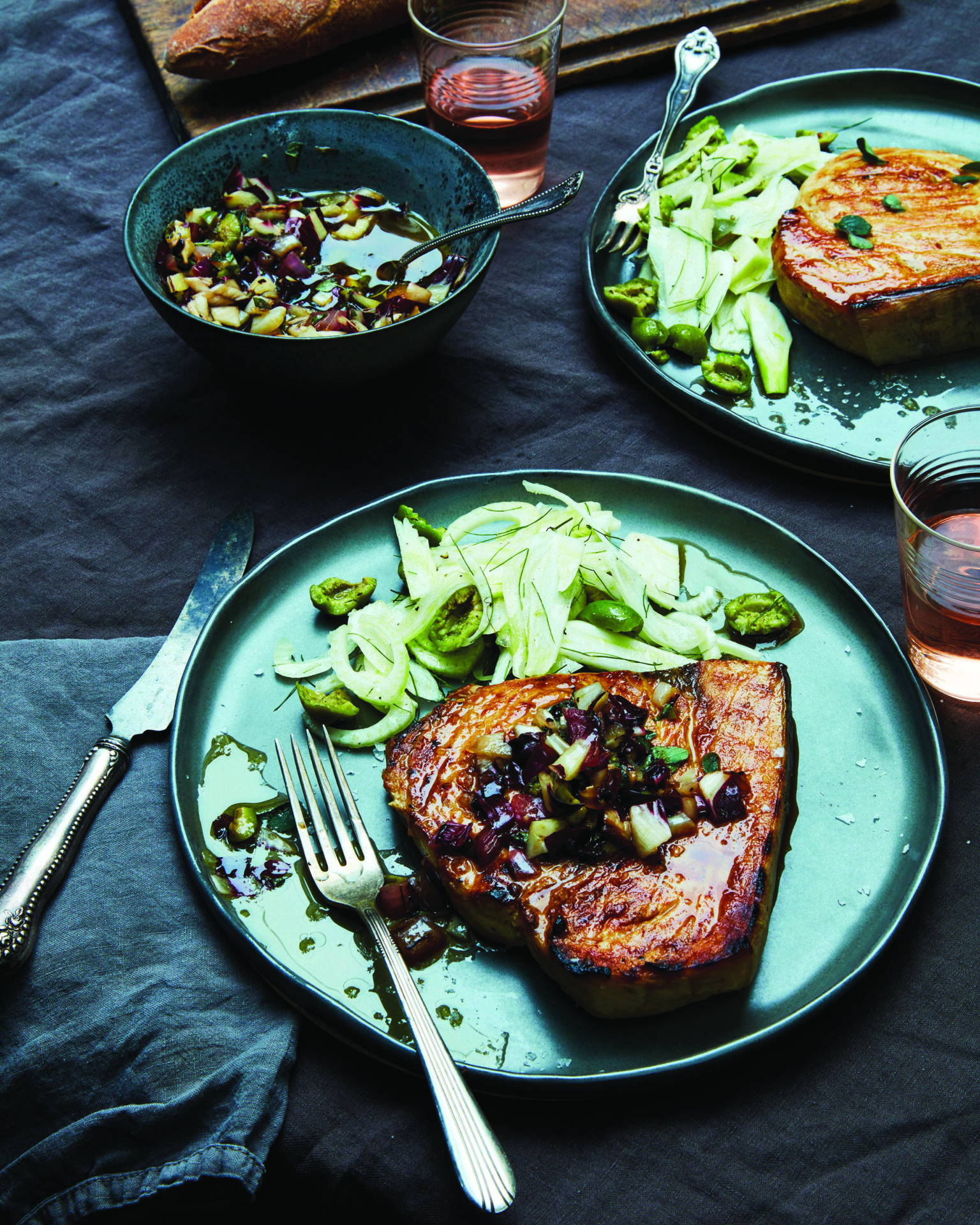 Basic Grilled Fish with Grilled Vegetable Vinaigrette