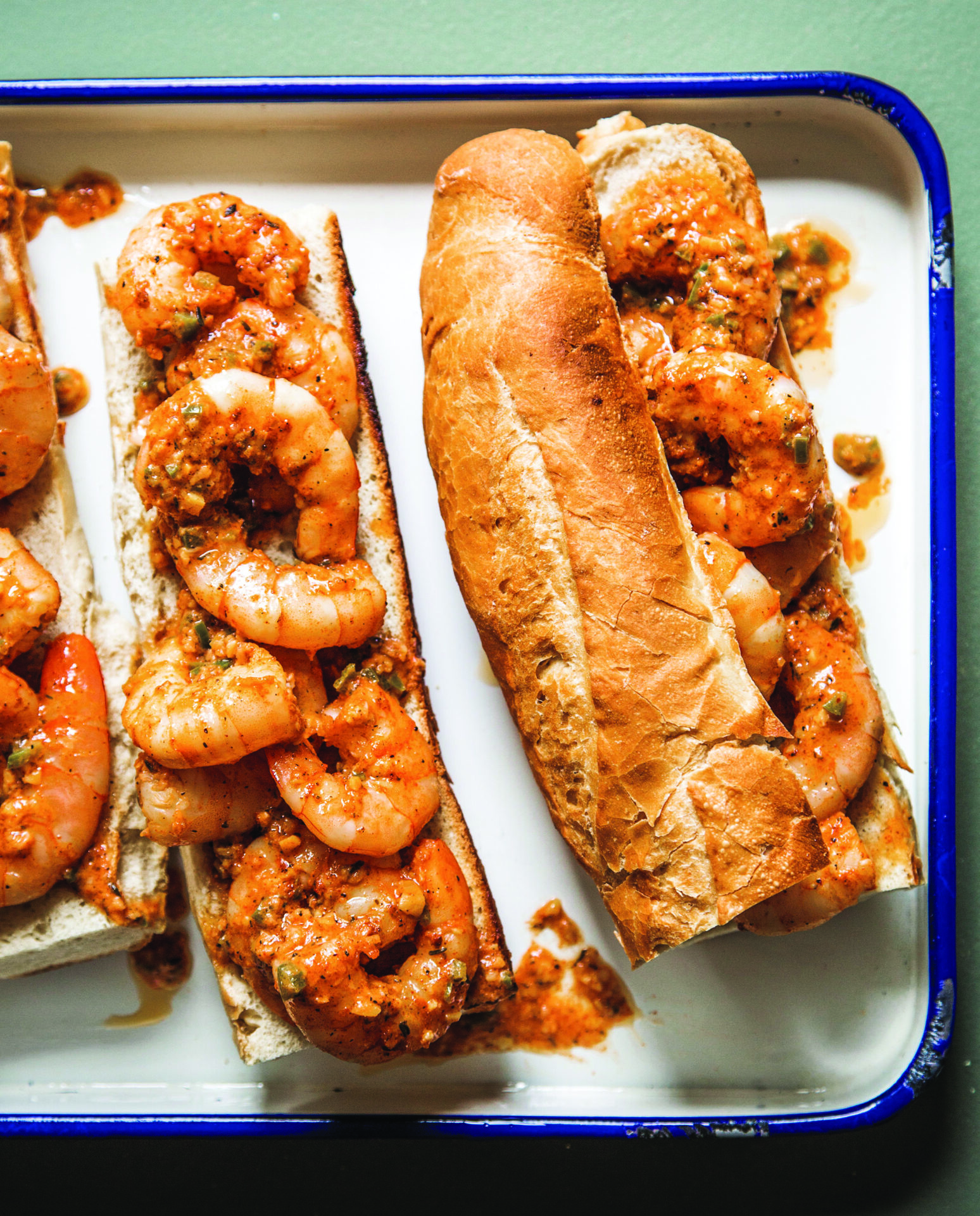 Spicy Asian Cajun BBQ Shrimp with Grilled Baguette (c) Angie Mosier