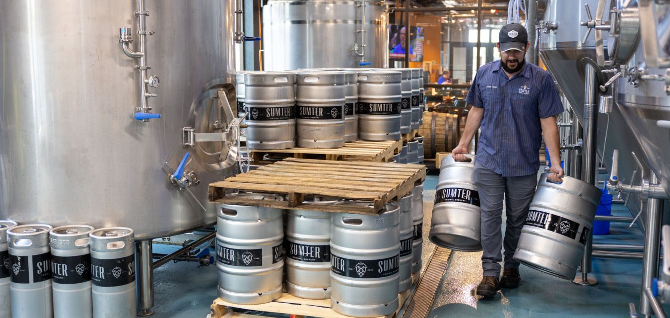 The interior of the brewery at Sumter Original Brewery