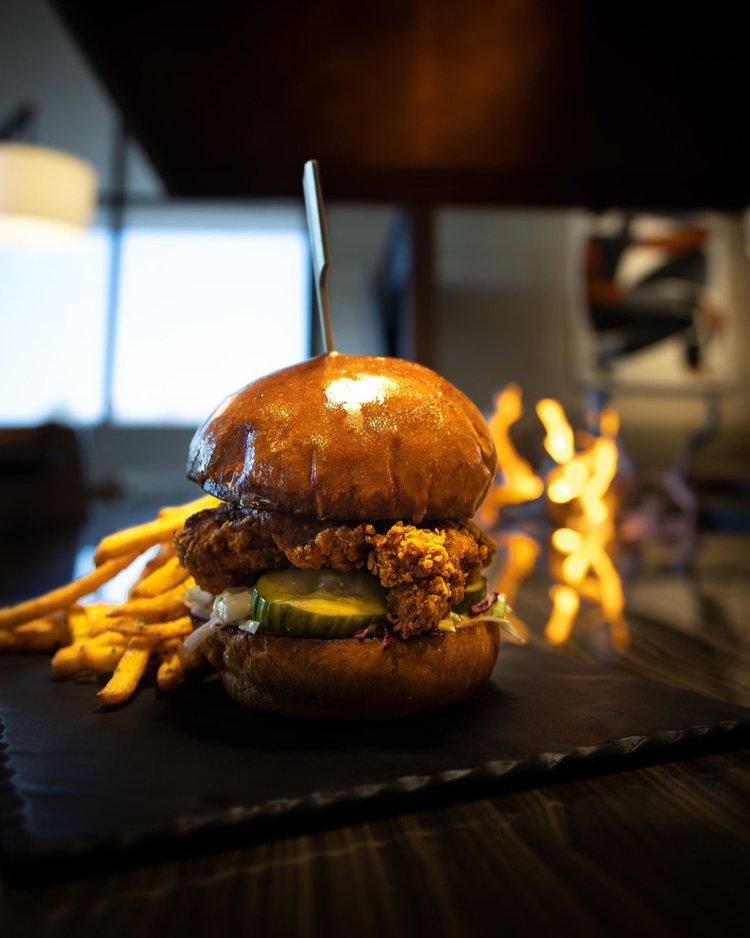 A Nashville hot chicken sandwich at Barrel & Derrick in Odessa, Texas. 