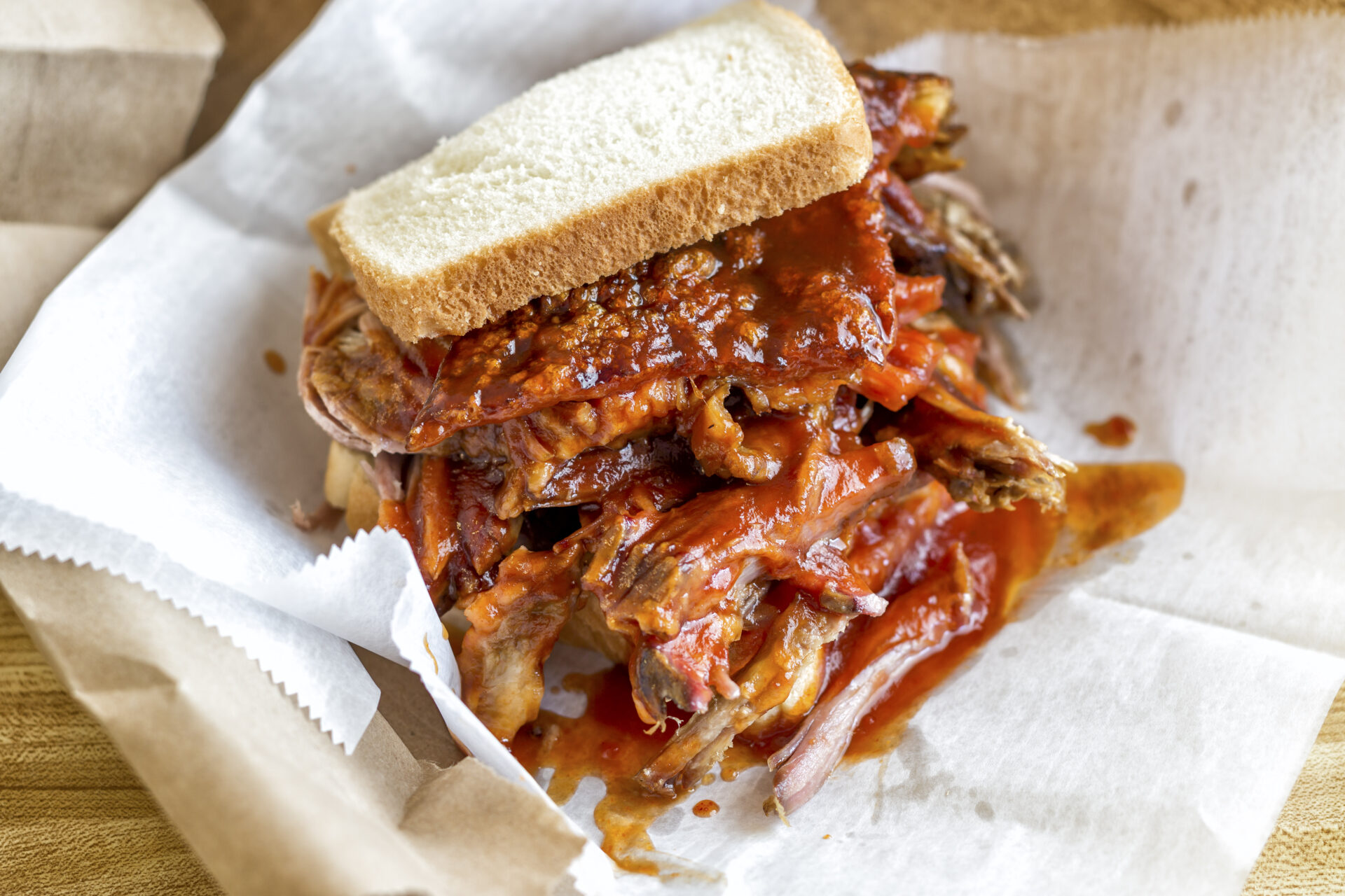 A delicious barbeque sandwich from Lannie's Bar-B-Q Spot is a staple in Selma, Alabama.