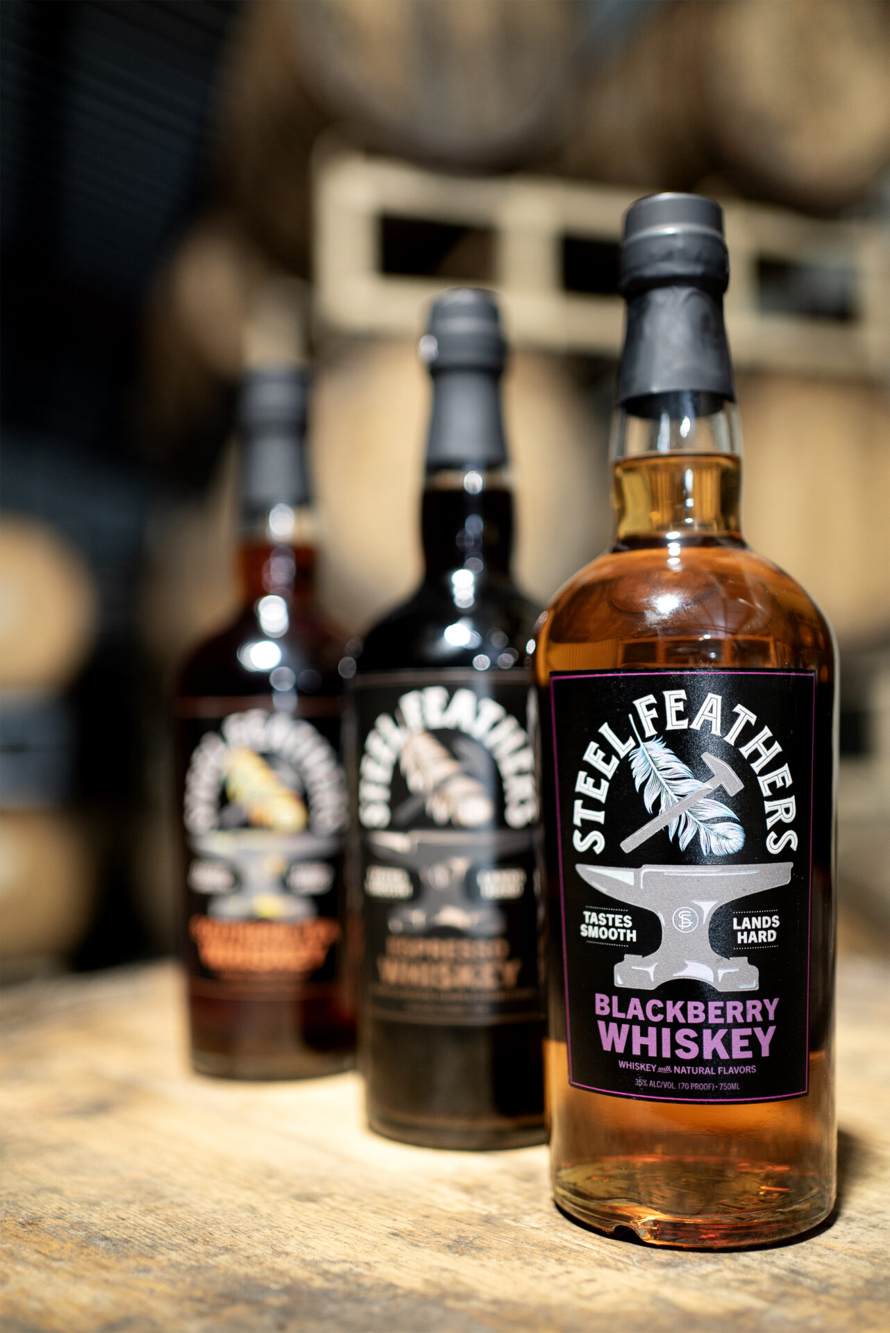 Steel Feathers bottles by Tom & Huck Distillers