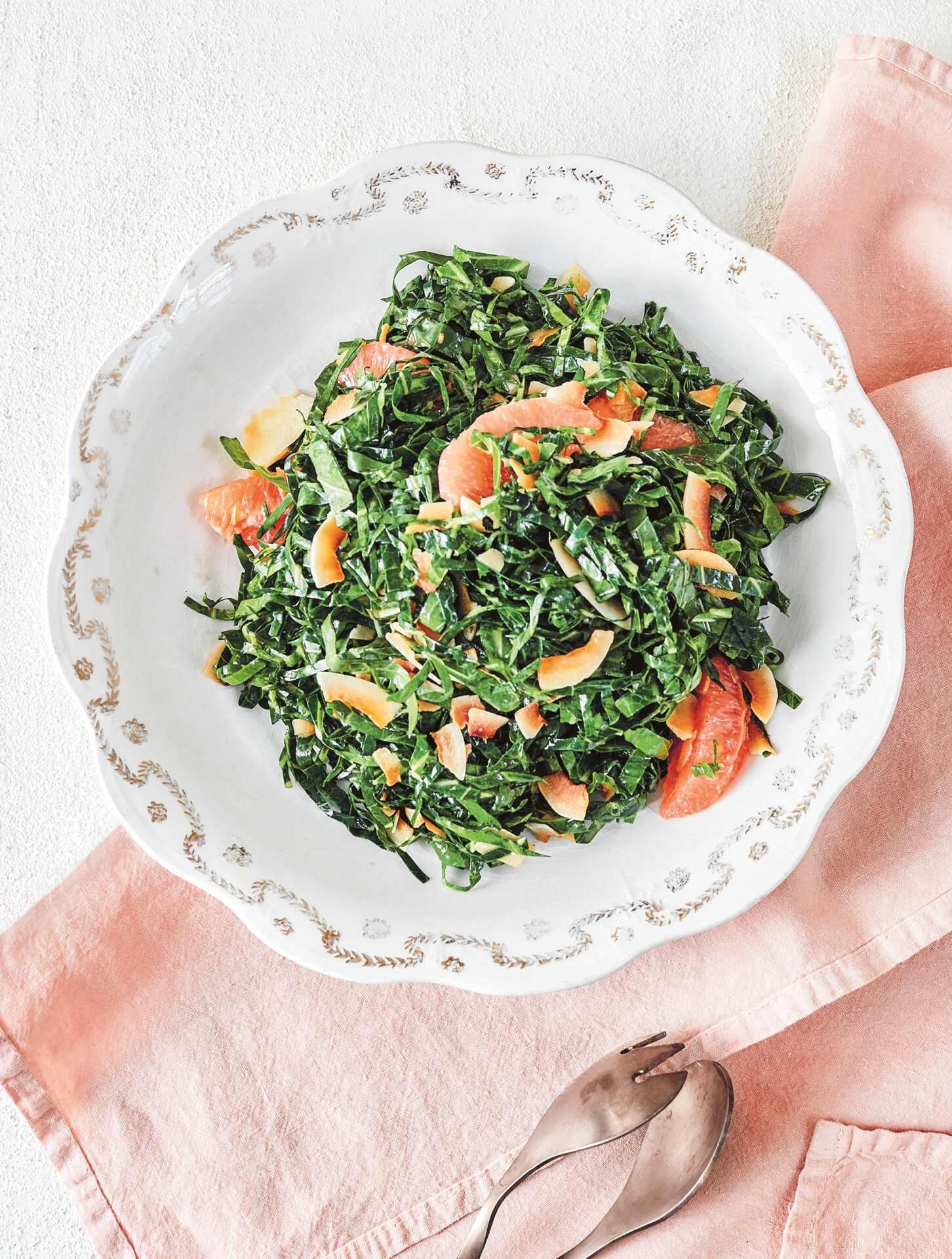 Raw Collard Greens with Coconut and Grapefruit