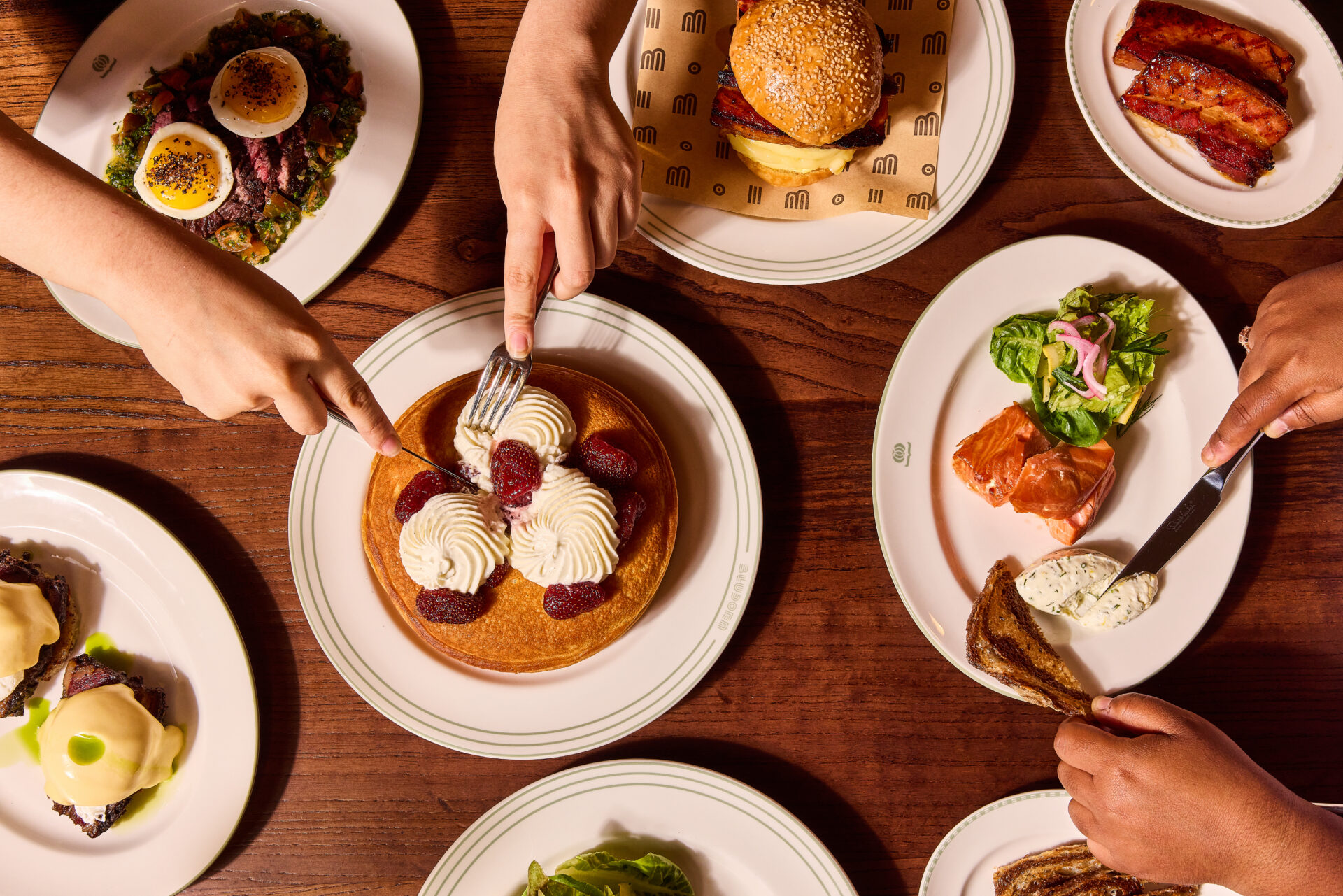 a spread of dishes at Bar Bludorn