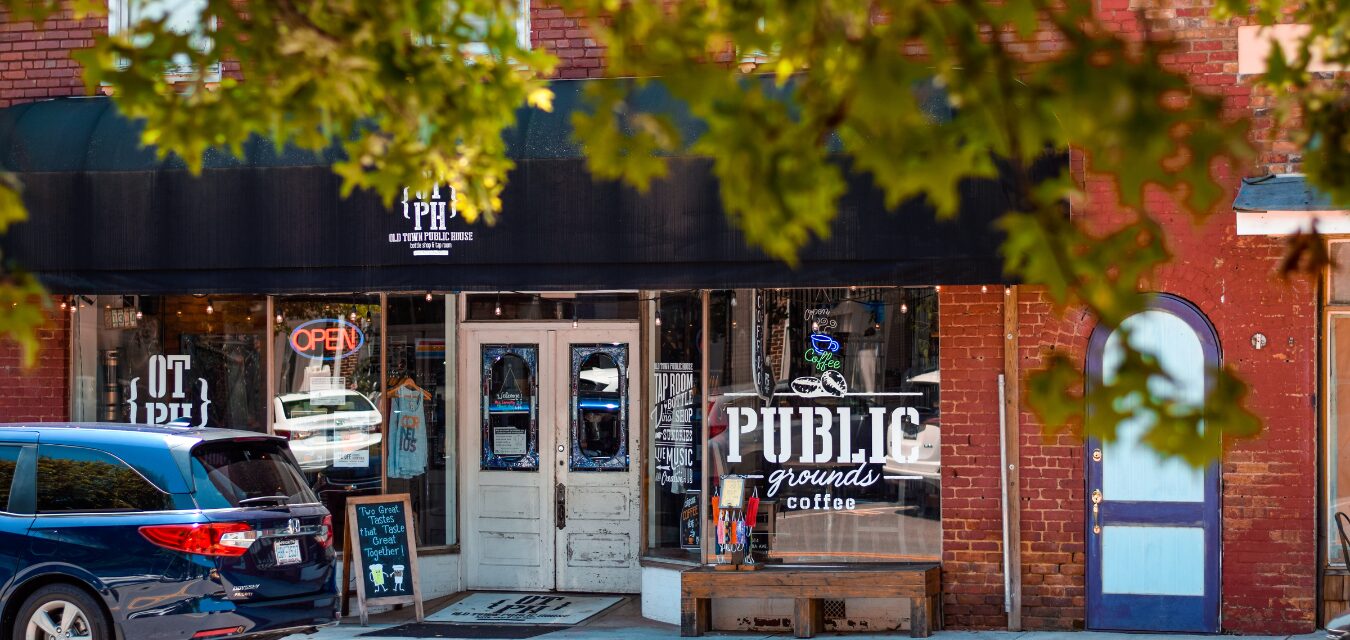 Street view of Old Town Public House in Cornelius, North Carolina, near Lake Norman