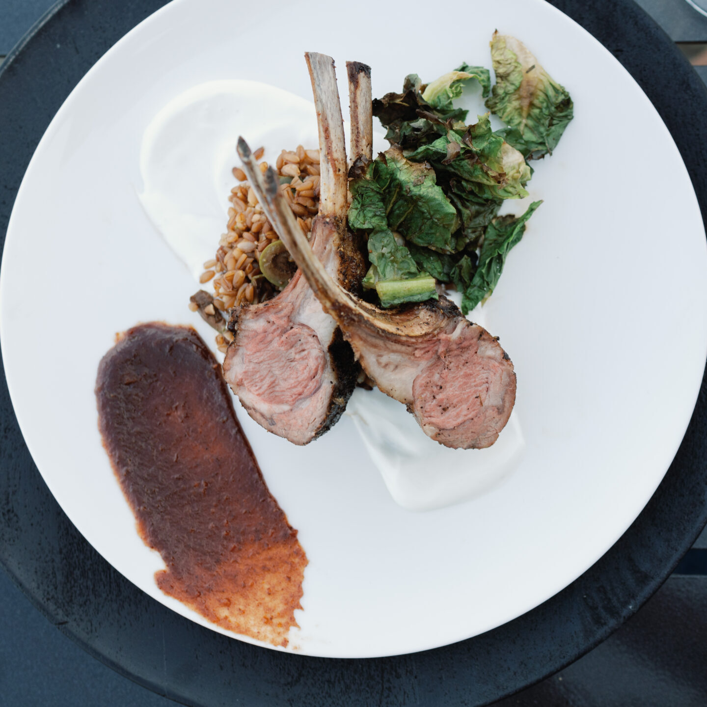 Food Lamb chops at the Wilder restaurant at Windy Hill Farm and Preserve in Loudon, Tennessee