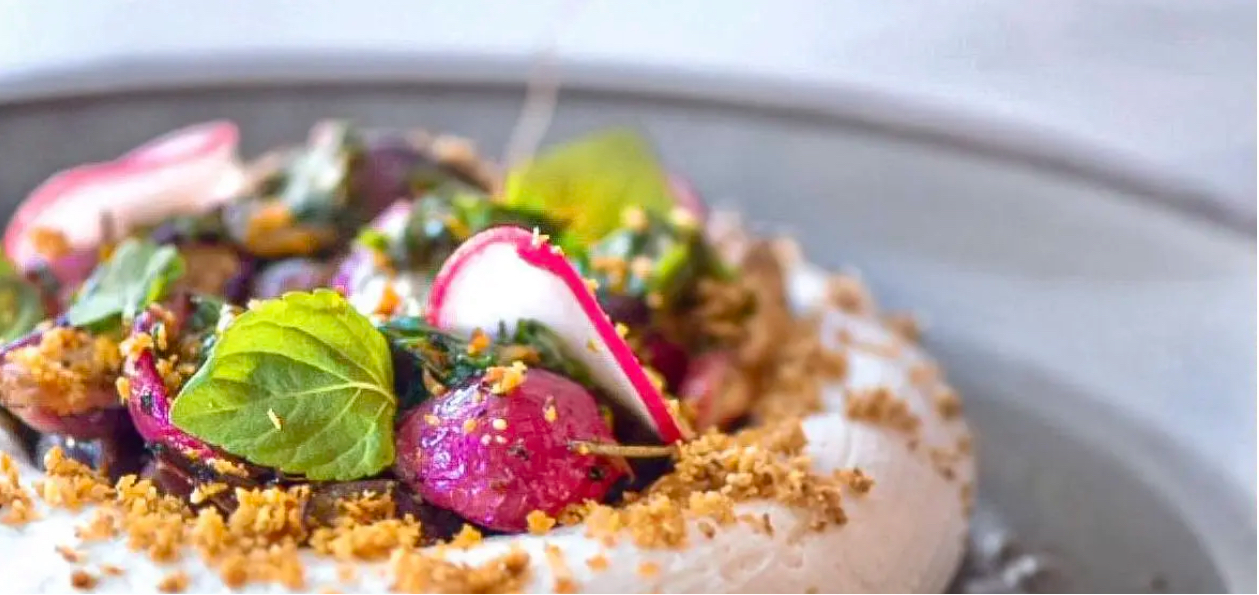 mother’s day roasted radishes with whipped goat cheese and chimichurri