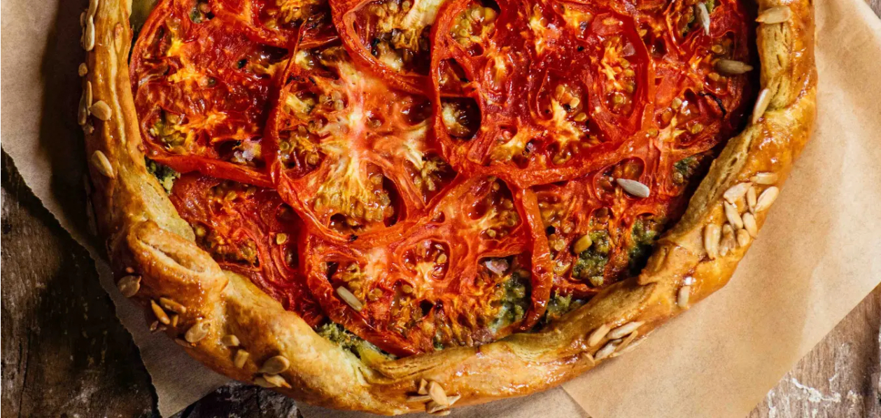 Tomato basil galette with cornmeal crust
