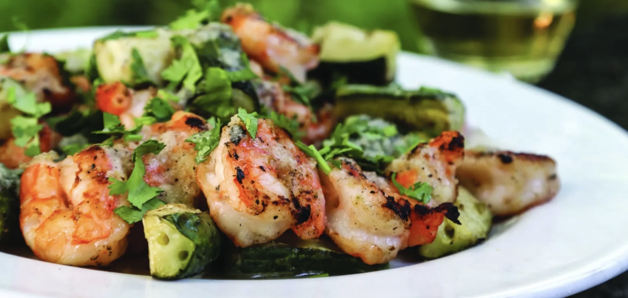 Shrimp and cucumber skewers