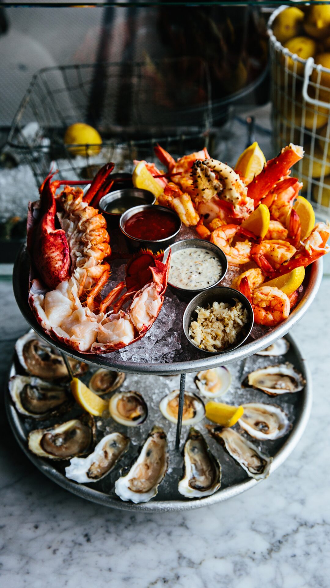 Seafood Tower at The Darling Oyster Bar in Charleston, South Carolina