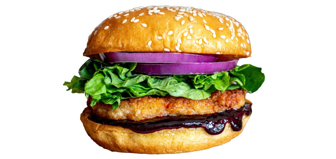 Sesame Ginger Seafood Burger with Cherry Jam