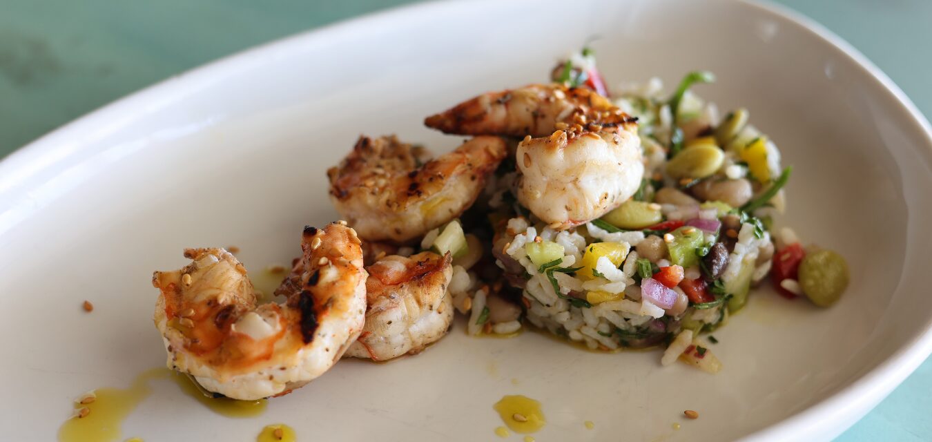 A grilled shrimp dish at Kiawah Island Resort