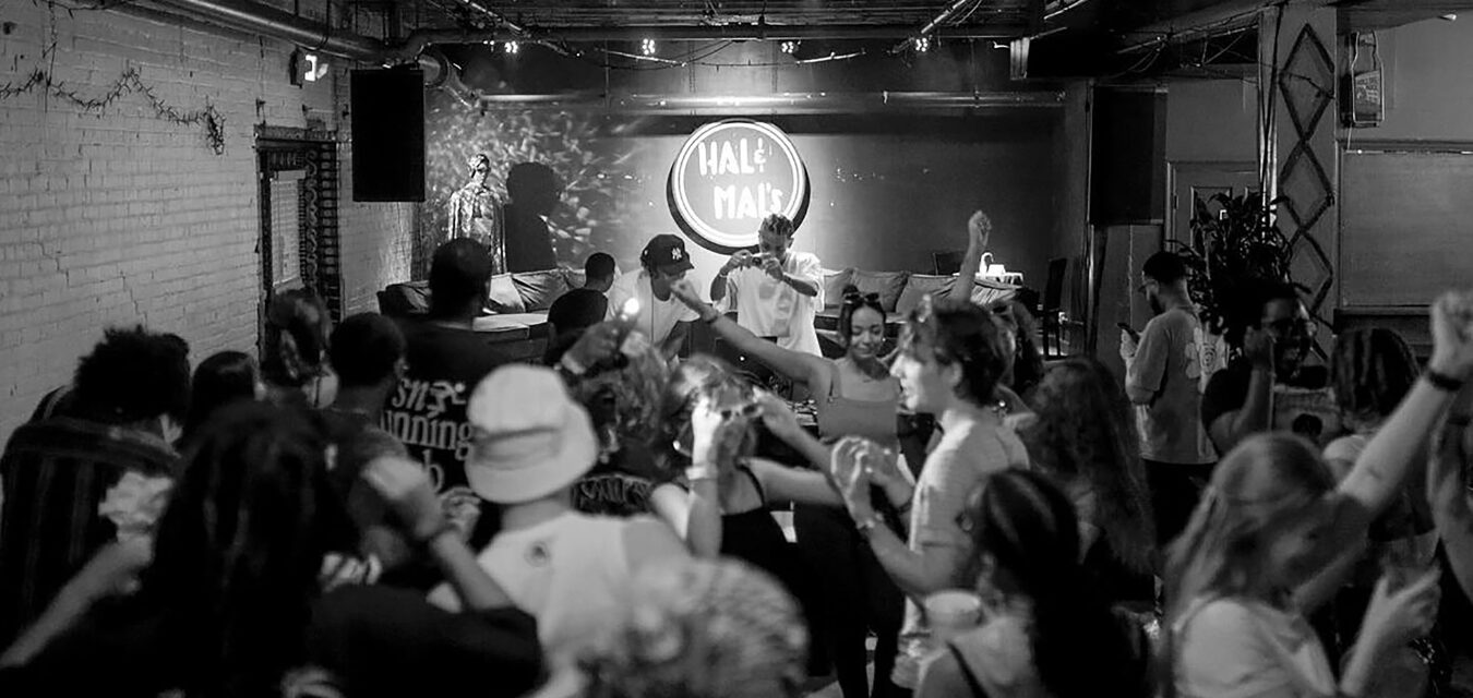 People partying at Mississippi music venue, Hal & Mal's.