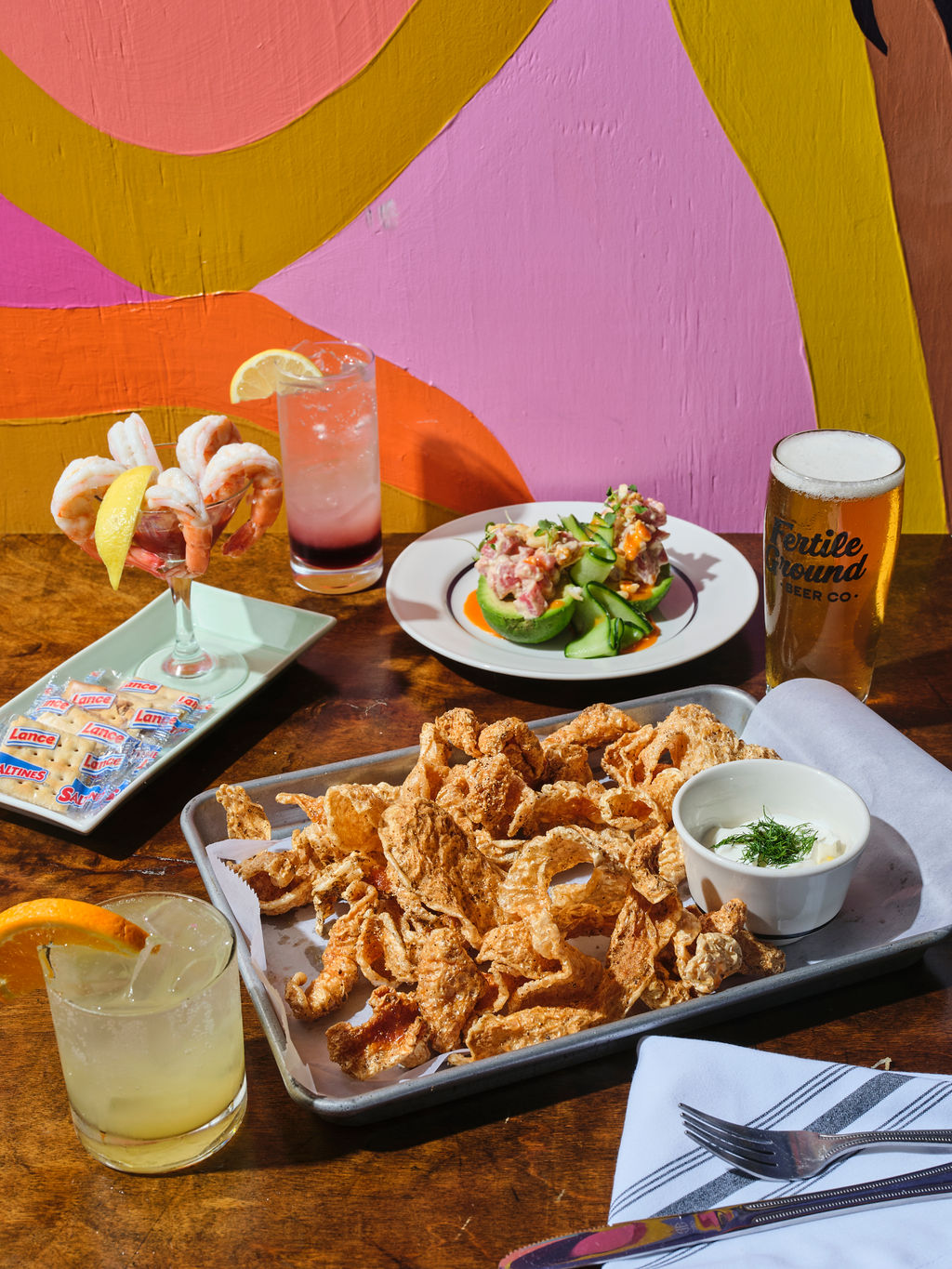Appetizers and drinks at Mississippi music venue, Hal & Mal's