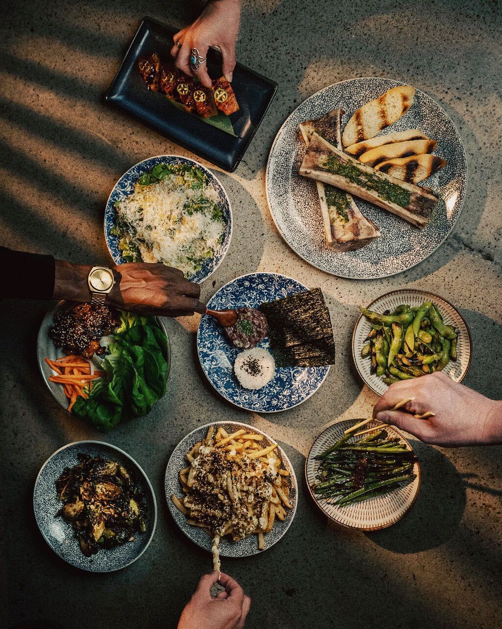 A spread of food at Noko