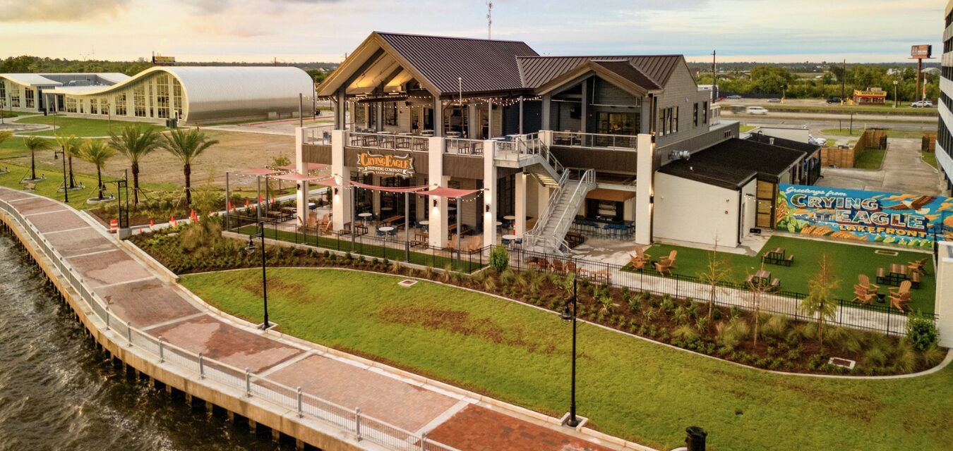 Crying Eagle Brewery lakefront photo Image courtesy of Visit Lake Charles