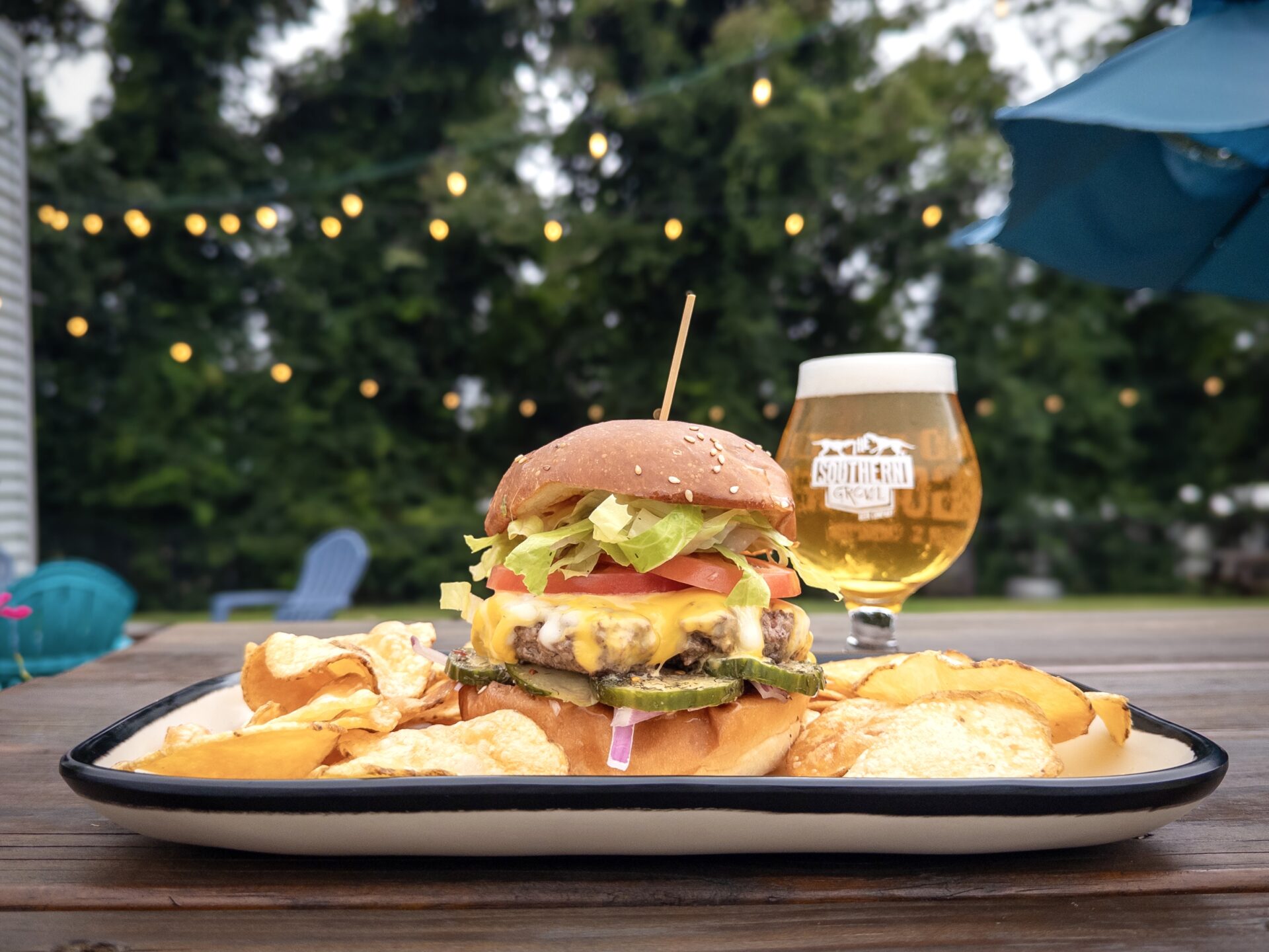 burger and fries at Southern Growl