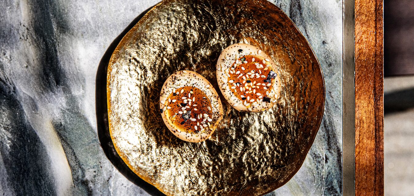 Jammy Deviled Eggs top view Fancypants Nashville