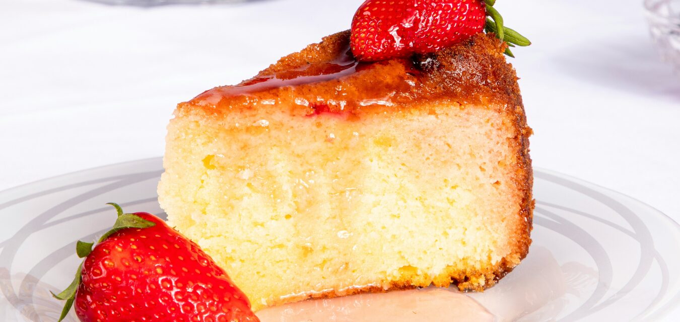 Spring Strawberry Miso Olive Oil Cake recipe image courtesy of Aurela Redenica Unsplash