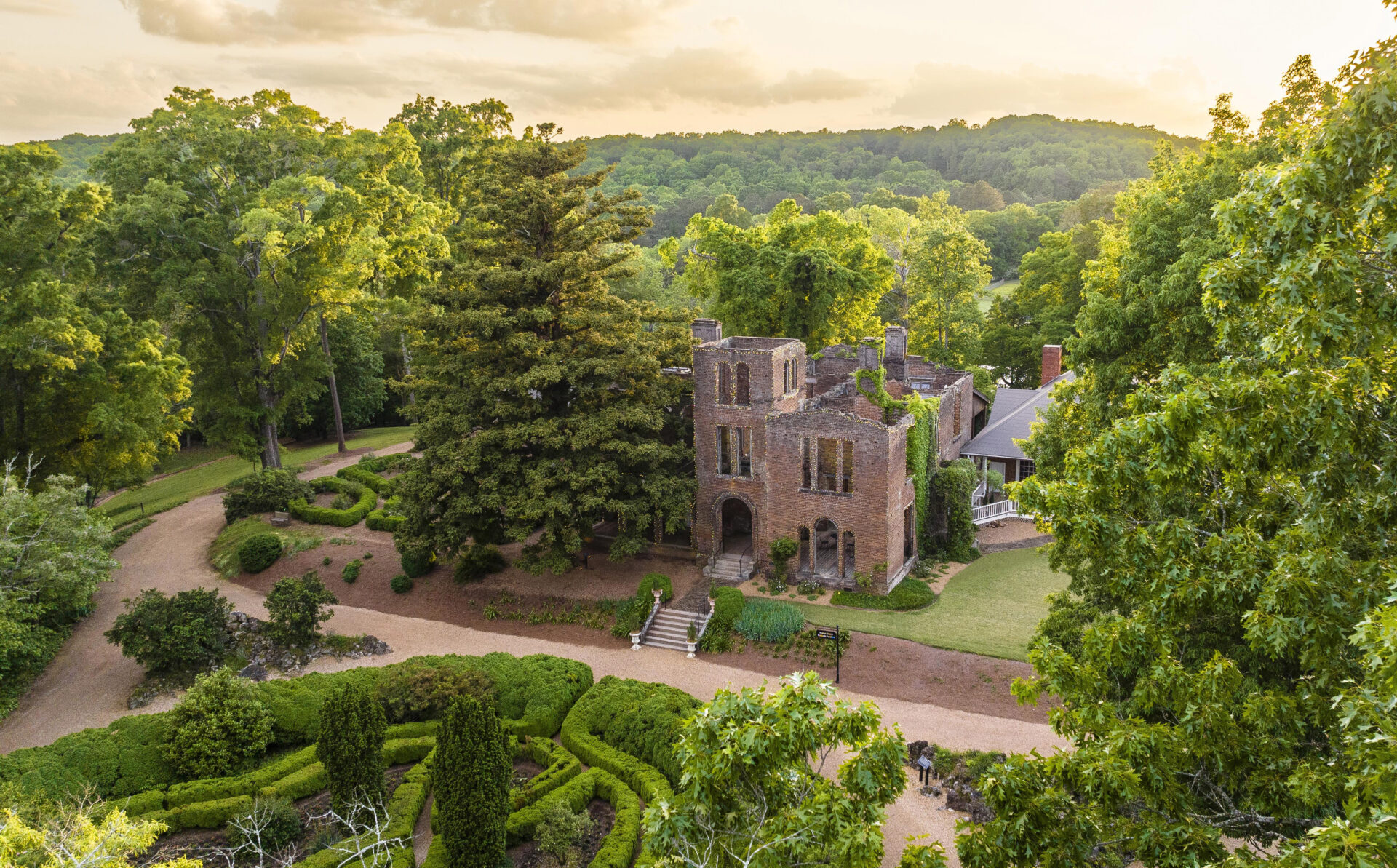Aerial of Ruins and Gardens at Barnsley Resort Georgia