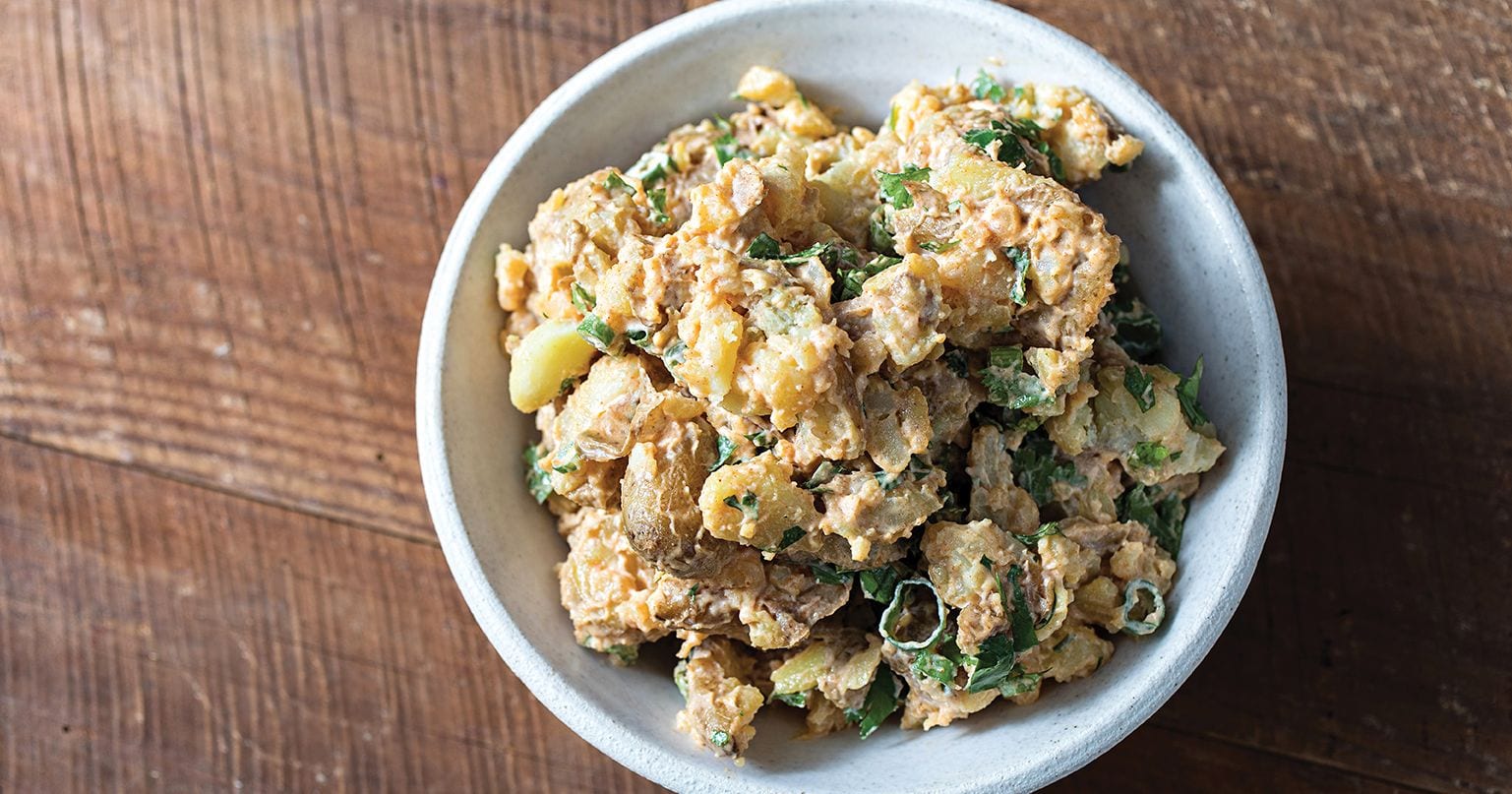 Smashed fingerling potato salad Photo by Andrew Cebulka