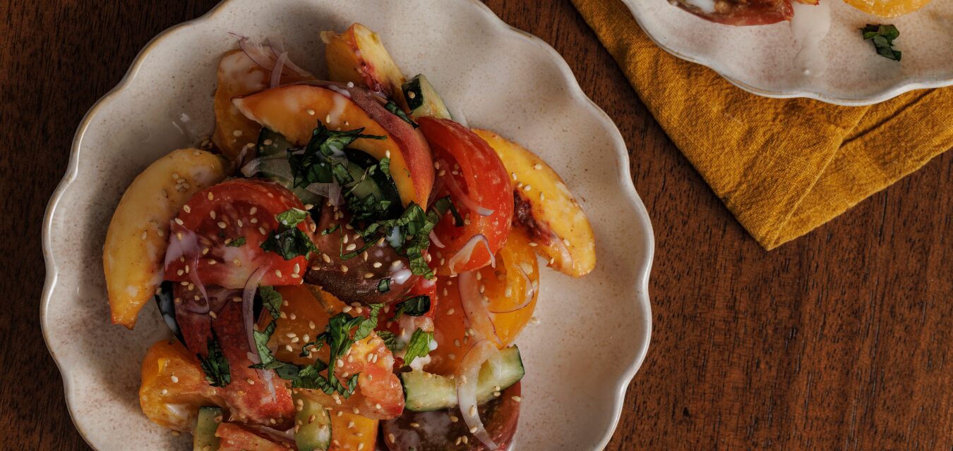 TOMATO CUCUMBER AND PEACH SALAD