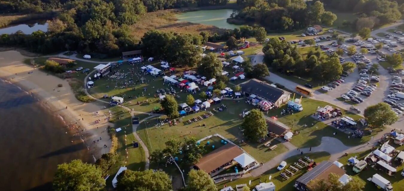 Maryland seafood festival drone shot